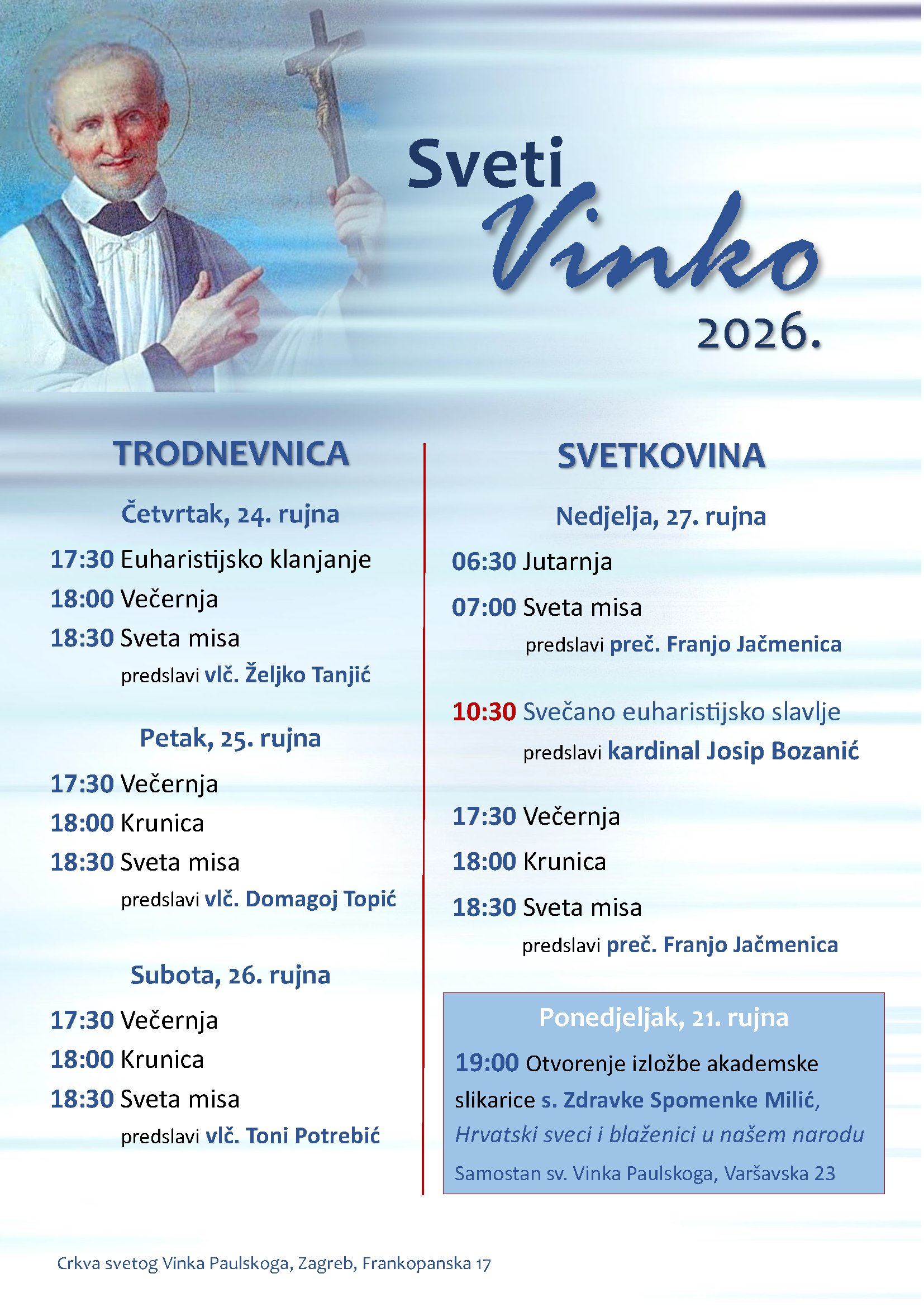 Ususret svetkovini sv. Vinka u Zagrebu - 27. 9.